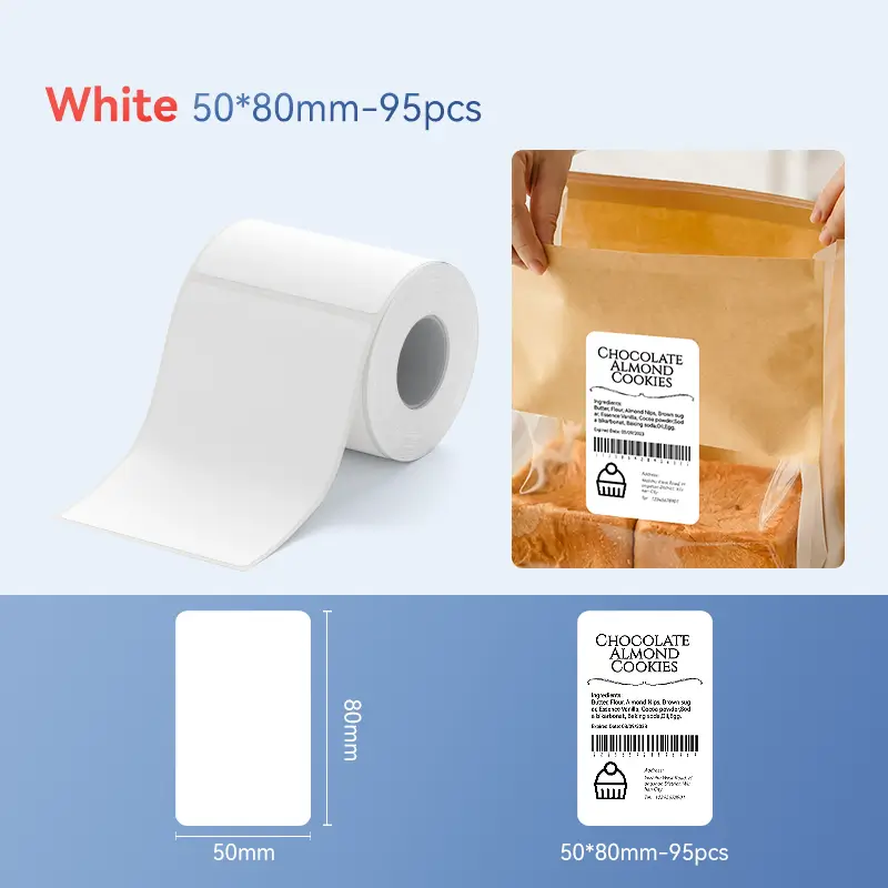 מדבקות לבנות 95 יחידות 50x80 מ