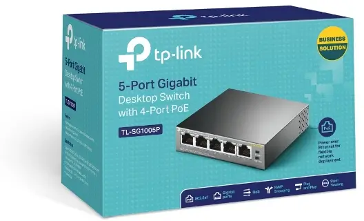 מתג שולחני TL-SG1005P 5-Port Gigabit with 4-Port PoE מבית TP-Link