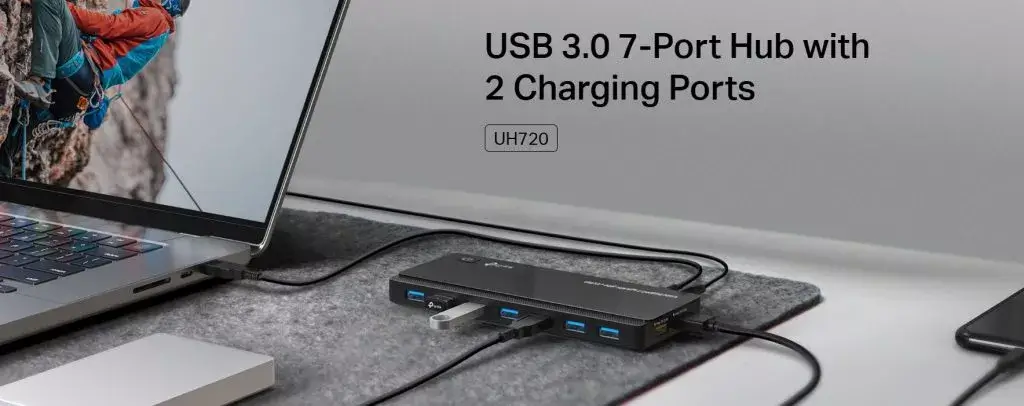מפצל UH720 USB 3.0 7-Port Hub מבית TP-Link