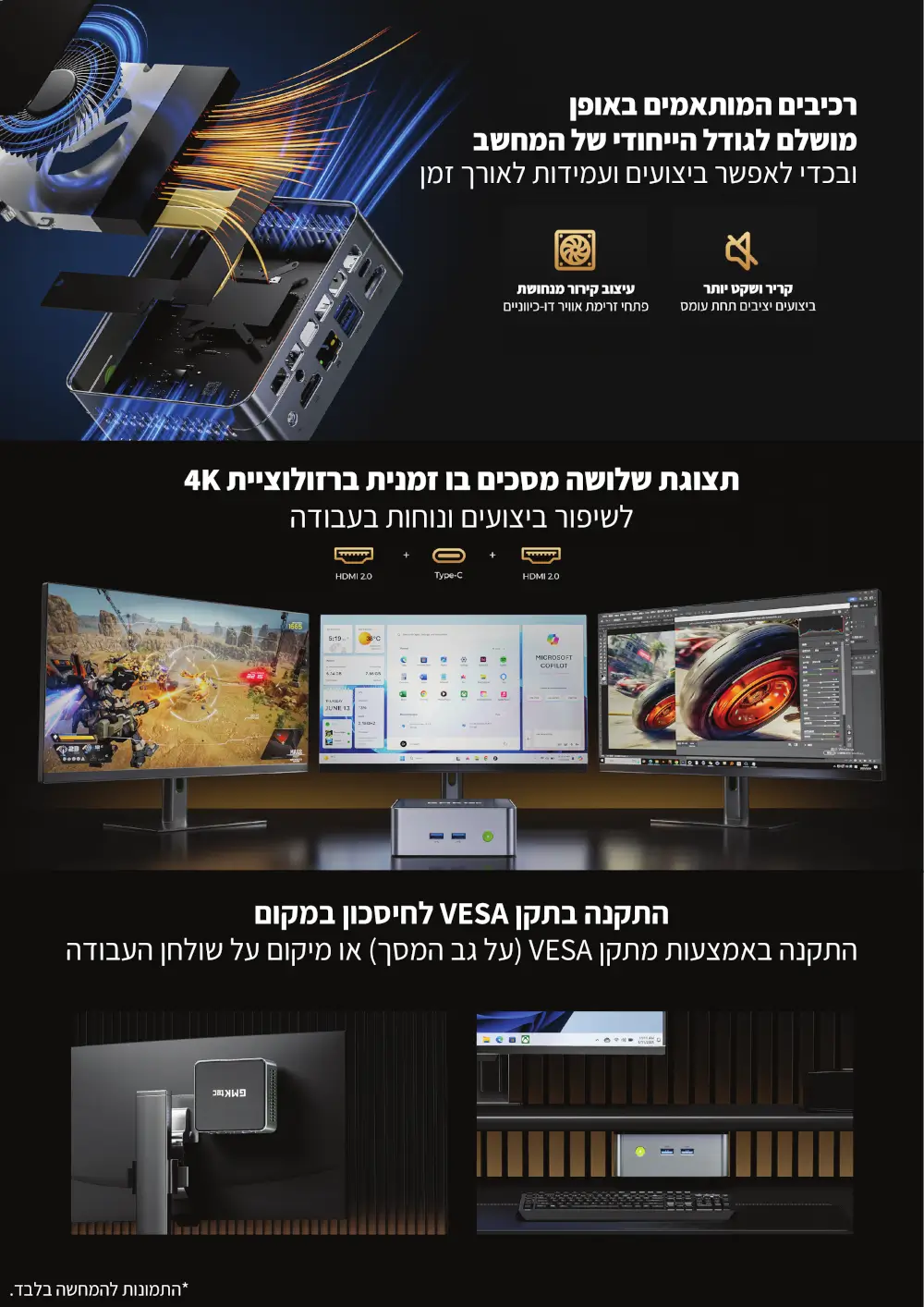 מחשב מיני NucBox M3 Pro Black מבית GMKtec