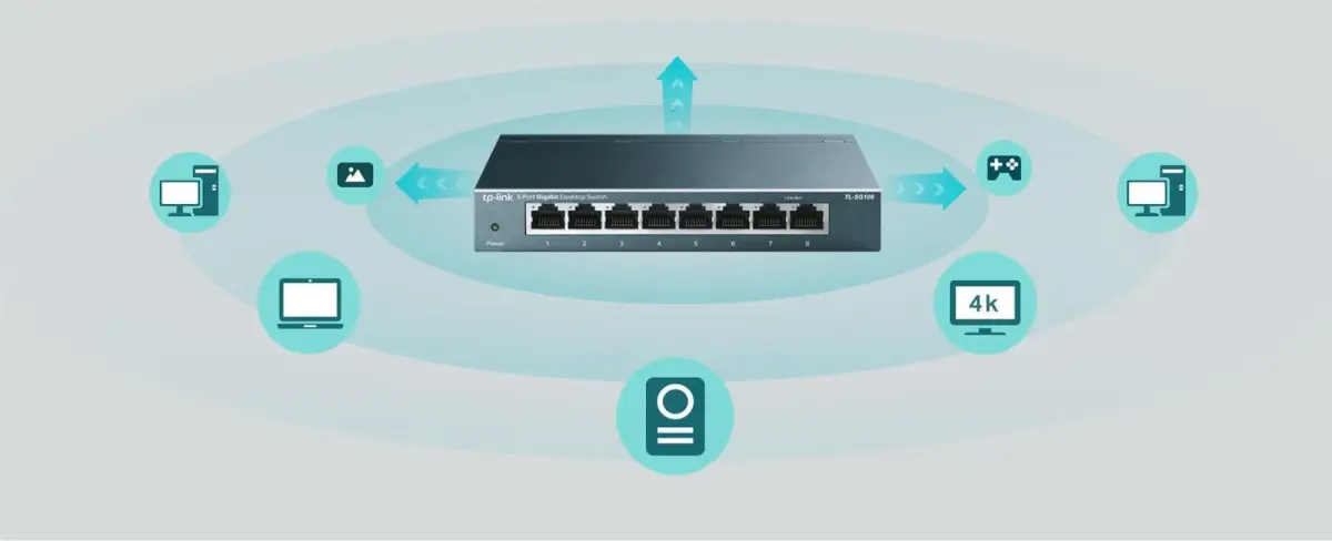 מתג שולחני SG108 8-Port Gigabit מבית TP-Link