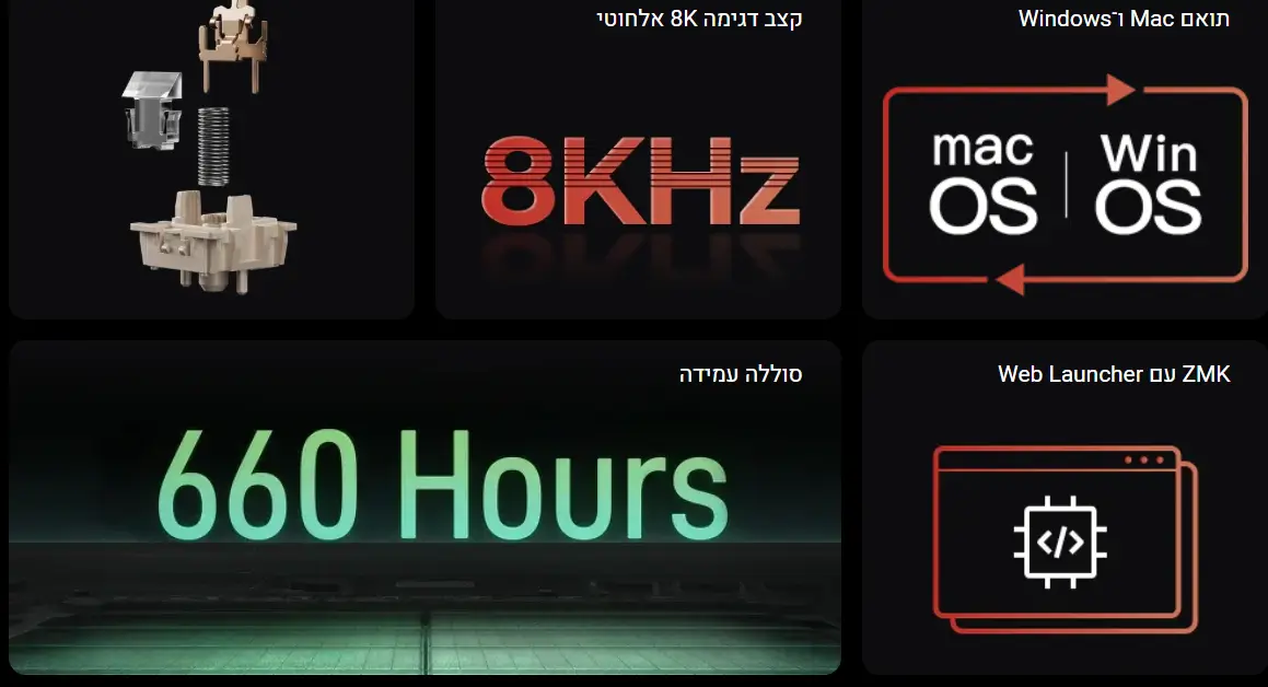 מקלדת גיימינג מכנית אלחוטית V6 Ultra 8K מבית Keychron