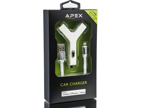 מטען לרכב USB Lightning APEX