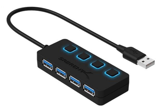 רכזת USB 3.0 עם 4 יציאות Sabrent