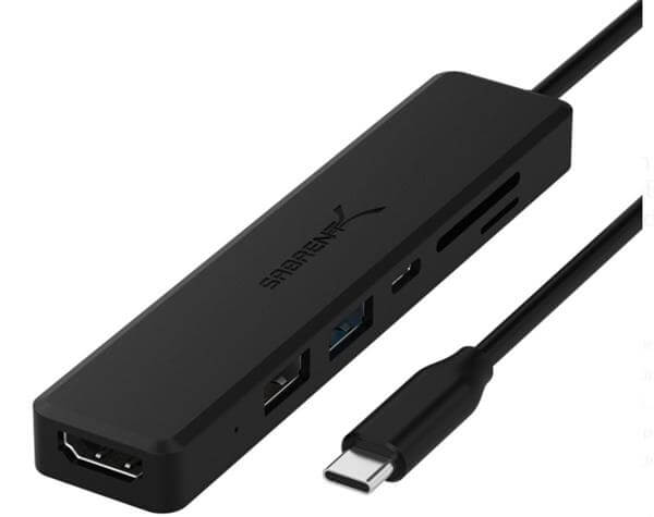 רכזת 2 יציאות וקורא כרטיס  USB Type-C HDMI SD/Micro SD Reader Sabrent