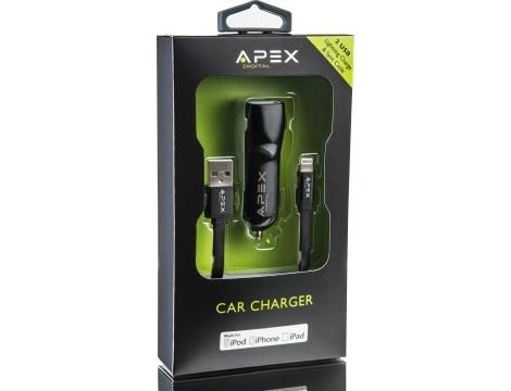 מטען לרכב  USB Lightning  APEX