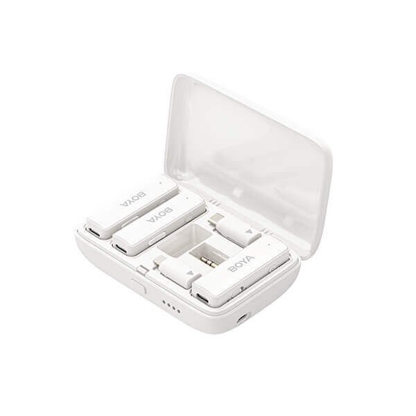 סט מיקרופון אלחוטי כפול עם קייס טעינה מתאים ל - Boyalink Type C/3.5/Lightning BOYA