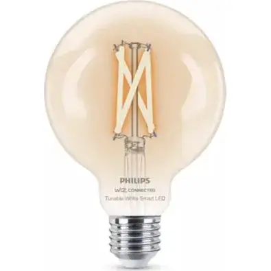 נורה חכמה שקופה בעיצוב כדורי Smart LED Filament Globe G95 E27 60W Philips