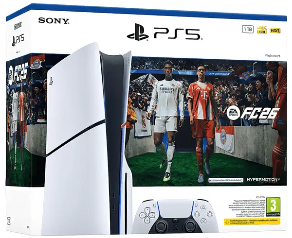 קונסולה לבנה Playstation 5 Slim 1TB Blu-Ray+ קוד הורדה FC 26 Playstation - PS5