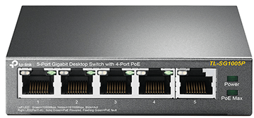 מתג שולחני  TL-SG1005P 5-Port Gigabit with 4-Port PoE TP-Link