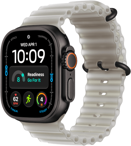 שעון חכם Watch Ultra 4 GPS + Cellular 49mm Black Titanium Case + Translucent Gray Ocean Band Apple