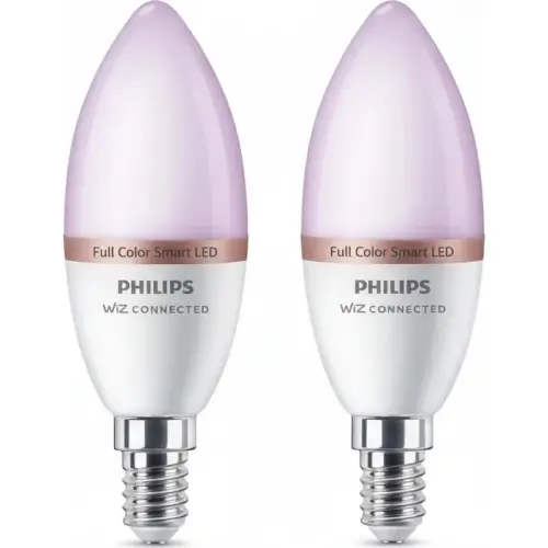 זוג נורות צבעוניות Smart LED Candle E14 Philips