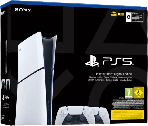 קונסולה לבנה Playstation 5 Slim 1TB Digital 2 Controllers Playstation - PS5