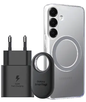 ערכת מכירה   S25 Smart Tag2 Black מטען 25W וכיסוי Samsung