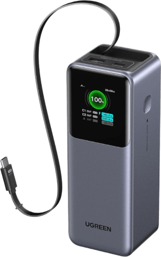 סוללת גיבוי עם כבל USB-C מובנה ומסך Nexode 20000mAh 165W UGREEN