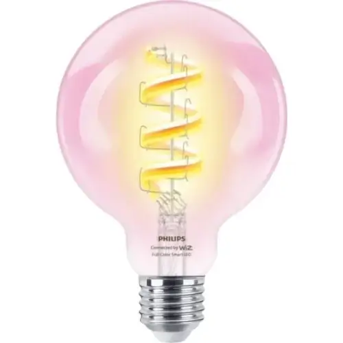 נורה חכמה שקופה צבעונית בעיצוב כדורי Smart LED Filament G95 E27 40W Philips