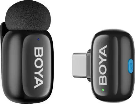 סט מיקרופון דש אלחוטי ומשדר Mini 2 Type-C - שחור מט BOYA