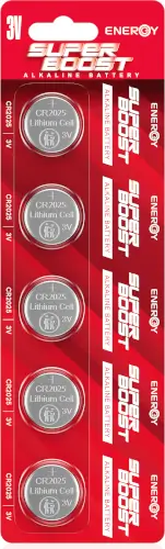 מארז 5 סוללות אלקליין CR2025 - 3V Energy