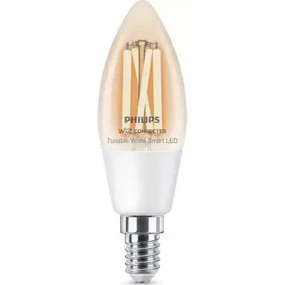 נורה חכמה שקופה בסגנון נר Smart LED Filament Candle C35 E14 40W Philips