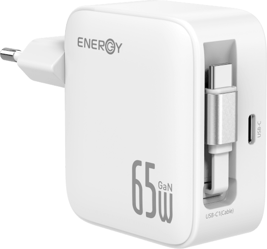 מטען קיר 65W עם כבל נשלף GaN PD65WC2 Energy