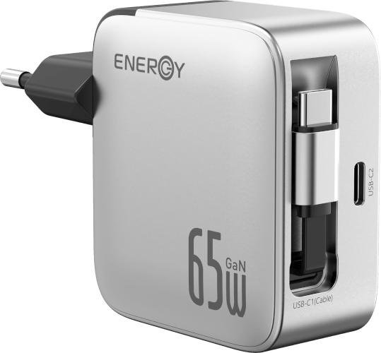 מטען קיר 65W עם כבל נשלף GaN PD65WC2 Energy