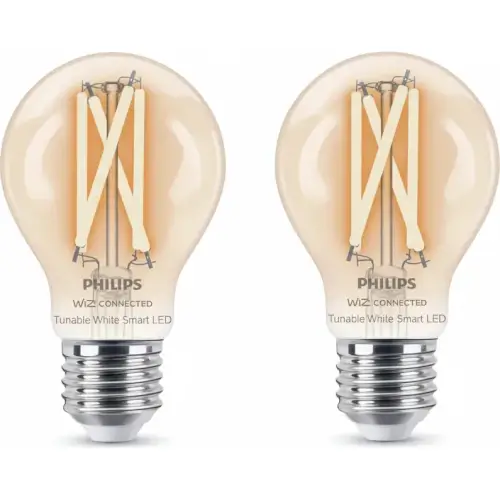 זוג נורות חכמות שקופות A60 E27 60W Philips