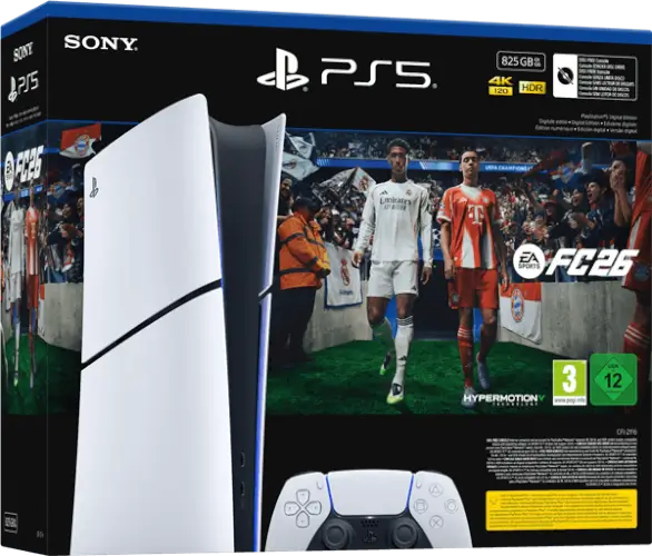 קונסולה לבנה Playstation 5 Slim 825GB Digital+ קוד הורדה FC 26 Playstation - PS5
