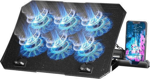 מעמד למחשב נייד עם 6 מאווררי קירור ותאורת RGB חיצונית DM506 PROTEC