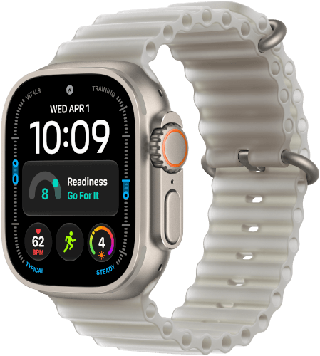 שעון חכם Watch Ultra 4 GPS + Cellular 49mm Natural Titanium Case + Translucent Gray Ocean Band Apple